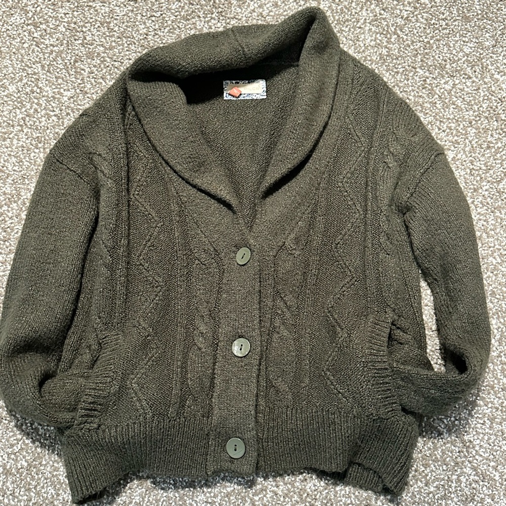 Pilcro Anthropologie Cable Knit Shawl Collar Cardigan Sweater Small
